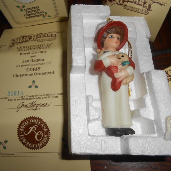 NEW Rare Vinatge Jan Hagara porcelain Chris Christmas Ornament Hand crafted Box - Picture 6 of 9